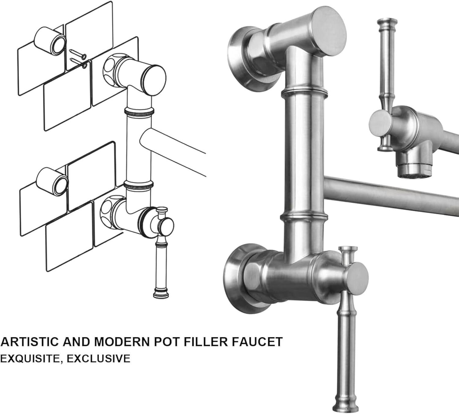 OAKLAND Wall Mounted Brass Two Handles Pot Filler Faucet MKSPF312BN