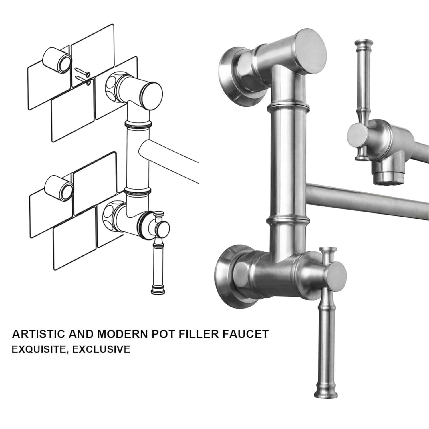 OAKLAND Wall Mounted Brass Two Handles Pot Filler Faucet MKSPF312BN