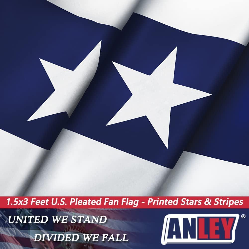 ANLEY USA Pleated Fan Flag, 1.5x3 ft American US Bunting Flag - United States 1.5 x 3 Ft Half Fan Banner （1 Pack）