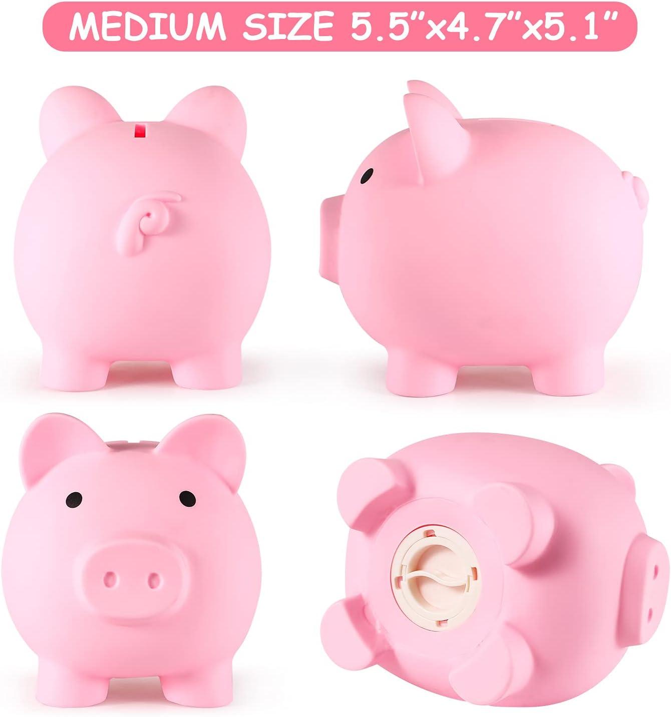 Pink Medium Unbreakable Plastic Piggy Bank for Kids