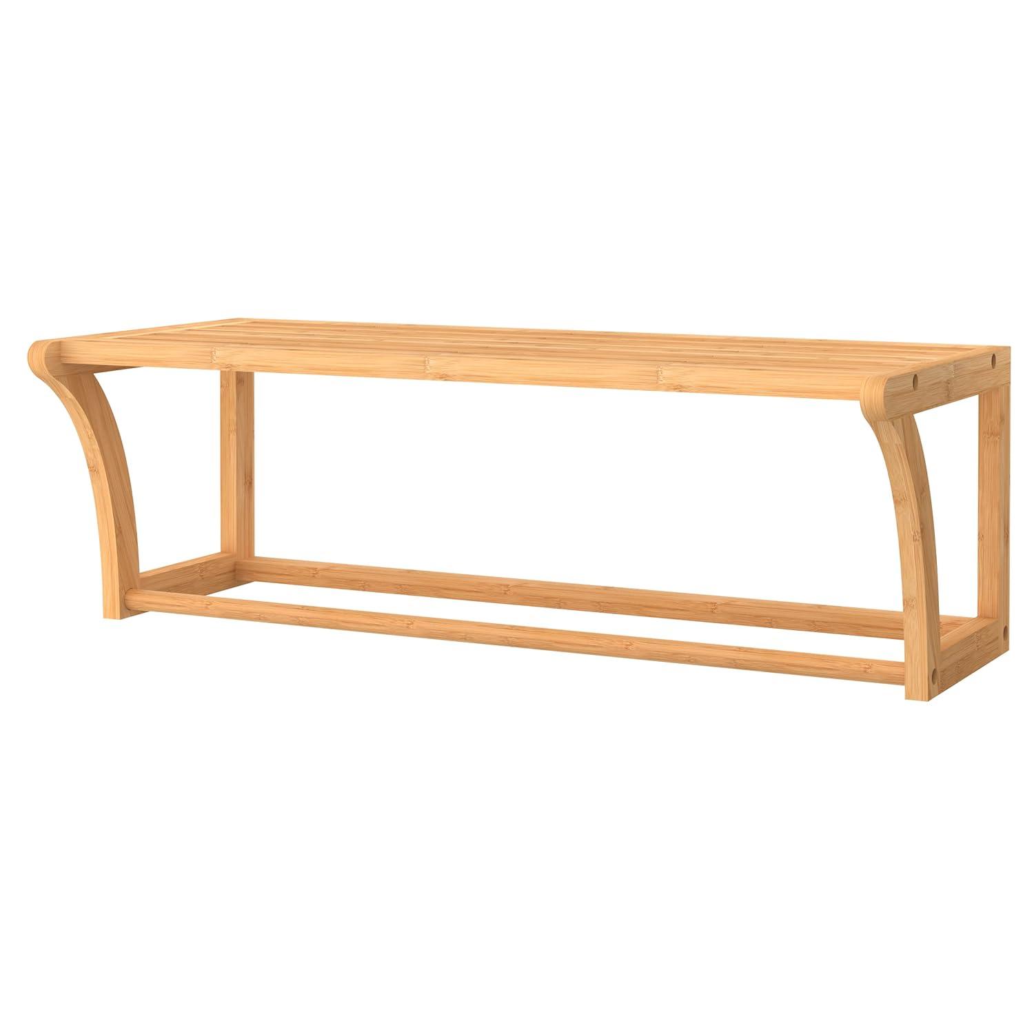 ClosetMaid Bamboo Solid Wood Accent Shelf with Towel Bar