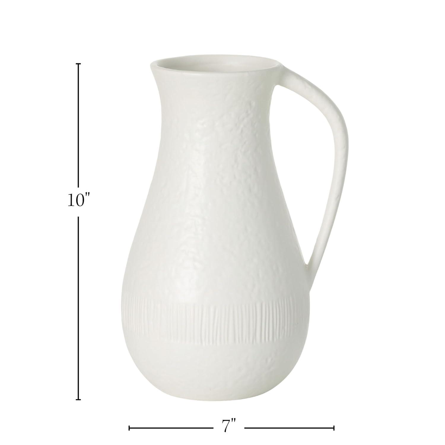 Sullivans 10" White Chiffon Stone Pitcher