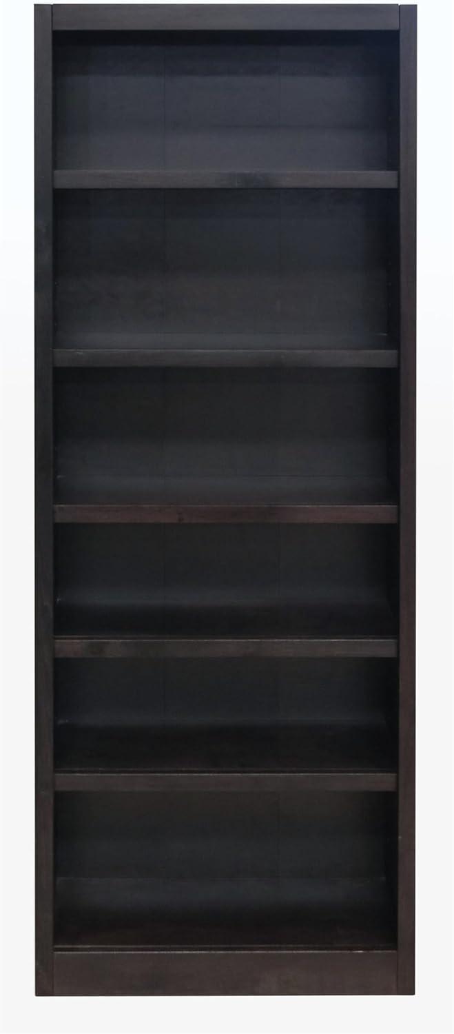 Concepts in Wood 6 Shelf Wood Bookcase, 84 inch Tall - Espresso Finish