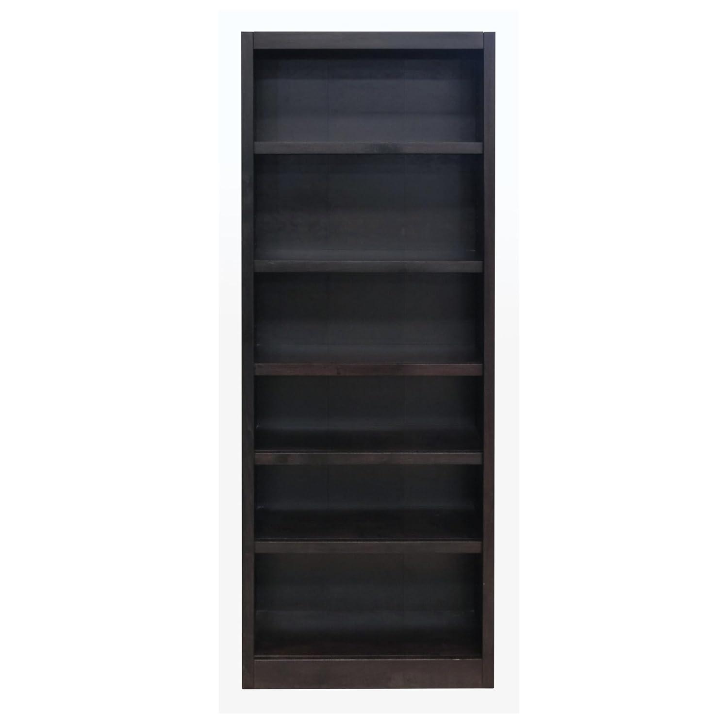 Concepts in Wood 6 Shelf Wood Bookcase, 84 inch Tall - Espresso Finish