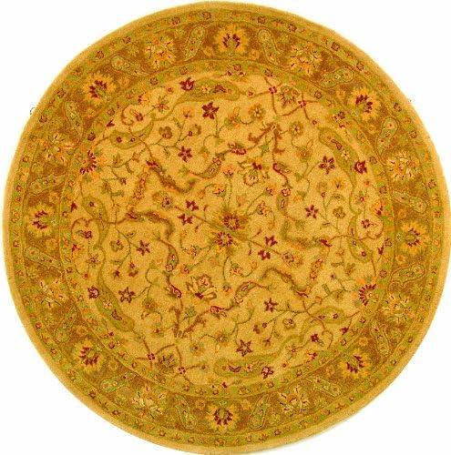 Antiquity AT311 Hand Tufted Area Rug - Ivory/Brown - 6' Round - Safavieh.