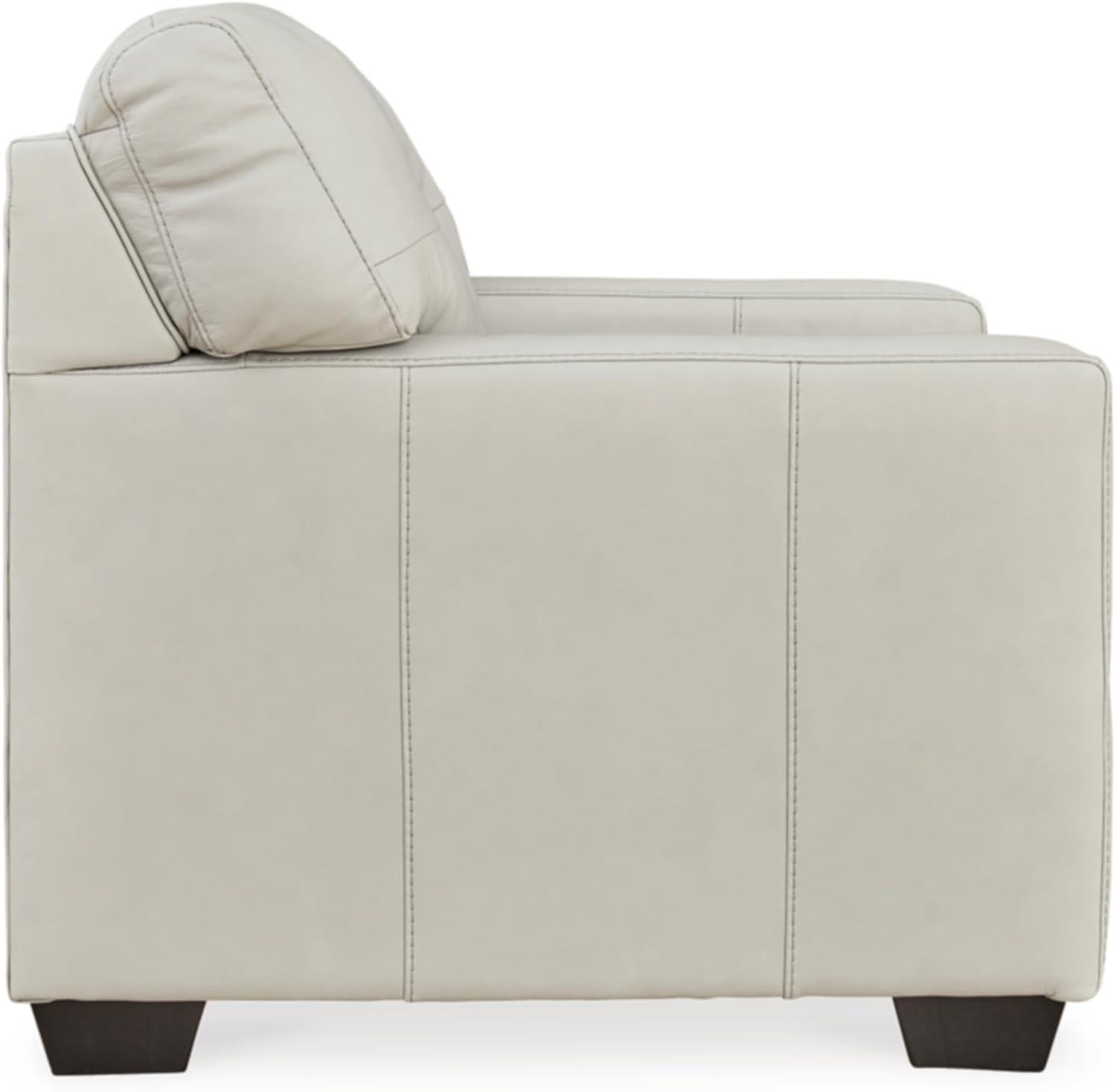 Beige Leather Contemporary Oversized Chair and a Half