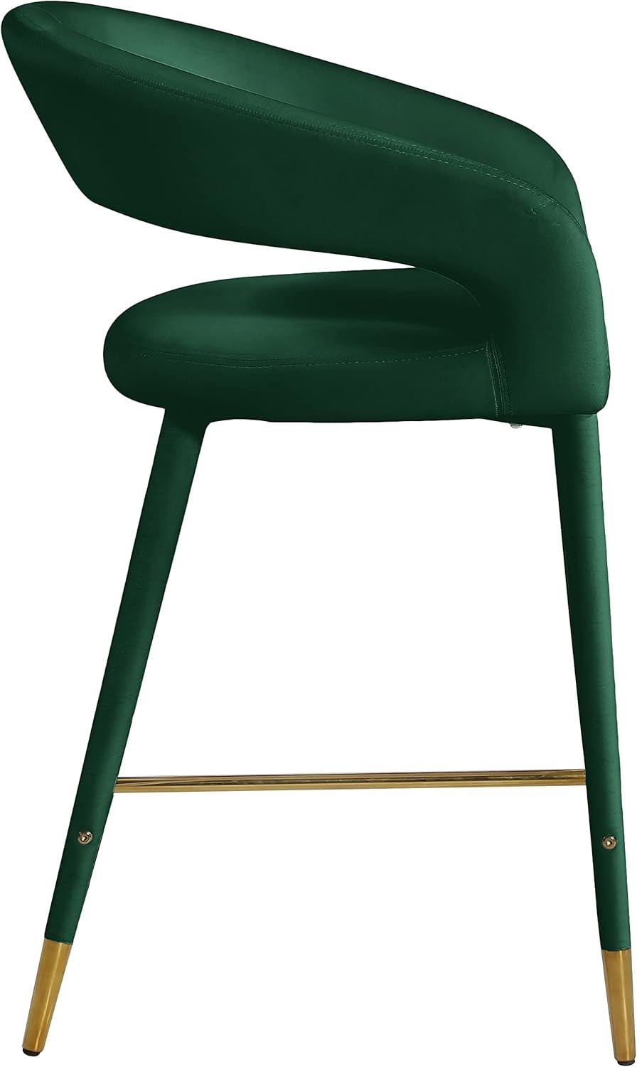 Destiny Green Velvet and Gold Tipped Counter Stool