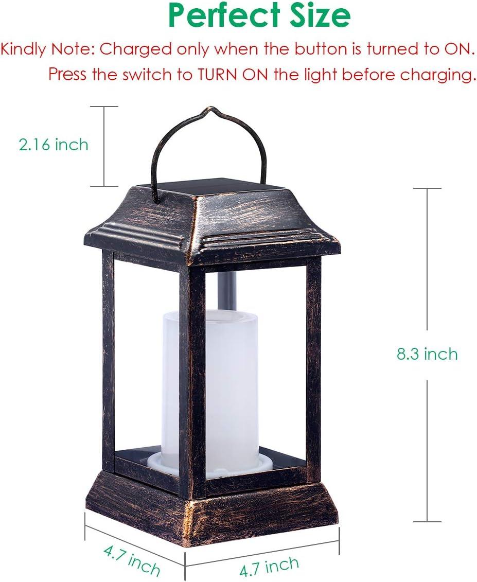 Bronze Vintage LED Solar Lanterns with Flickering Flame