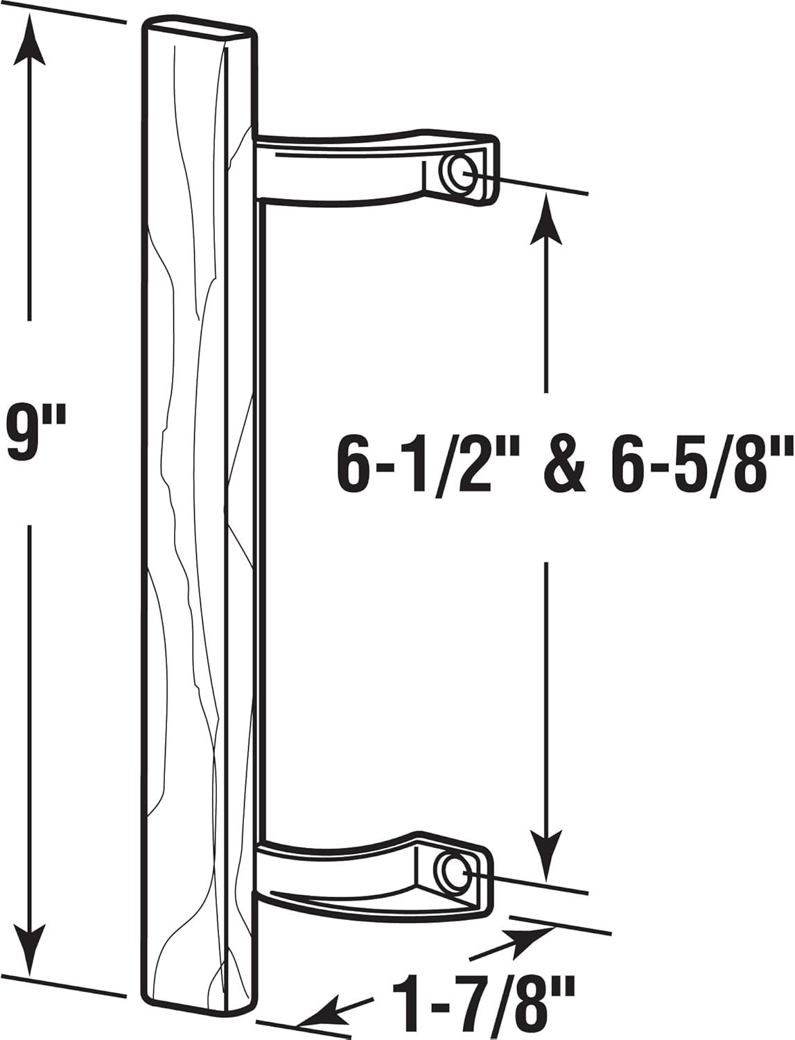 Prime-Line Sliding Glass Door Pull Handle, 6-1/2 in. to 6-5/8 in. Hole Centers, Black Diecast Supports, Wood Handle (Single Pack)