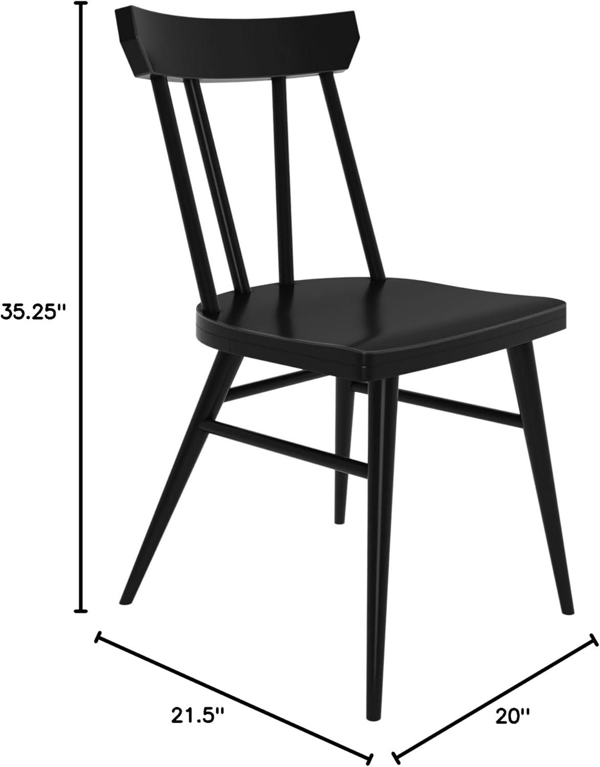 Plank+Beam Windsor Dining Chair Set of 2, Solid Wood Chairs for Kitchen, Office, Living Room, Pecan