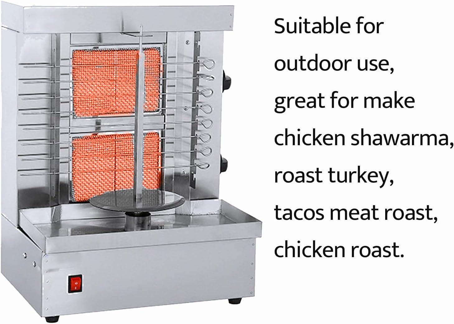 Homira Vertical Shawarma Machine - 2 Burner Rotisserie Grill, Doner Kebab and Tacos Al Pastor Machine with 10 Kebab Skewers