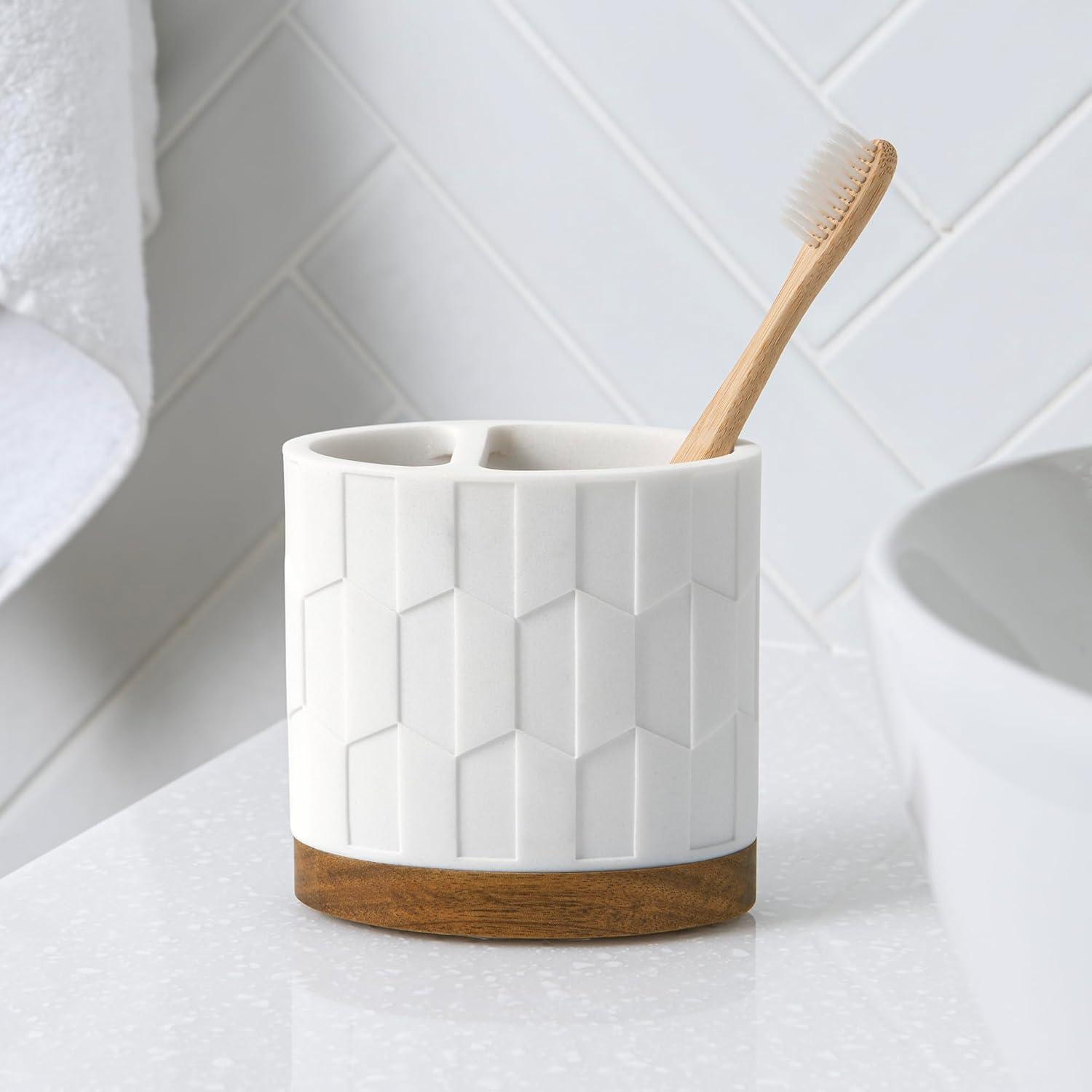 Sarasota Resin with Wood 4-Piece Bathroom Accessory Set