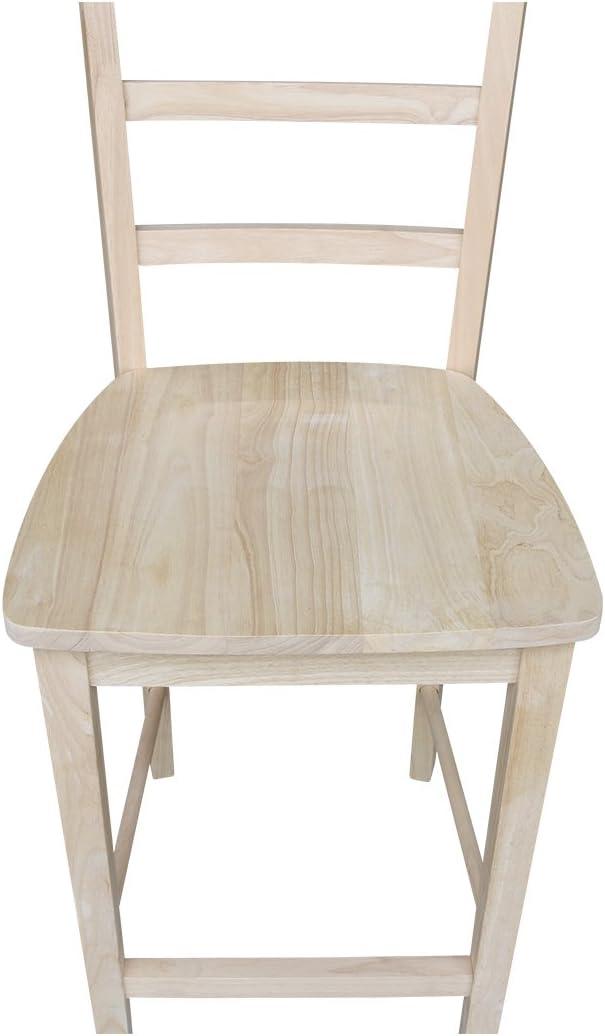 Natural Unfinished Solid Parawood Madrid Counter Stool