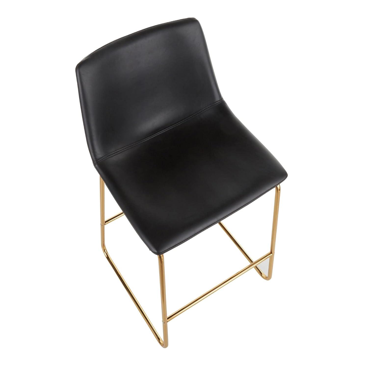 LumiSource Gold Metal, White PU Duke Counter Stool - Set of 2