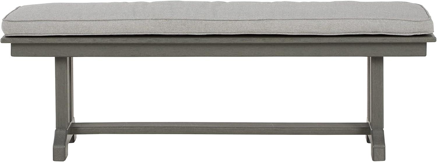 Visola 54" Gray Modern Outdoor HDPE Bench with Cushion