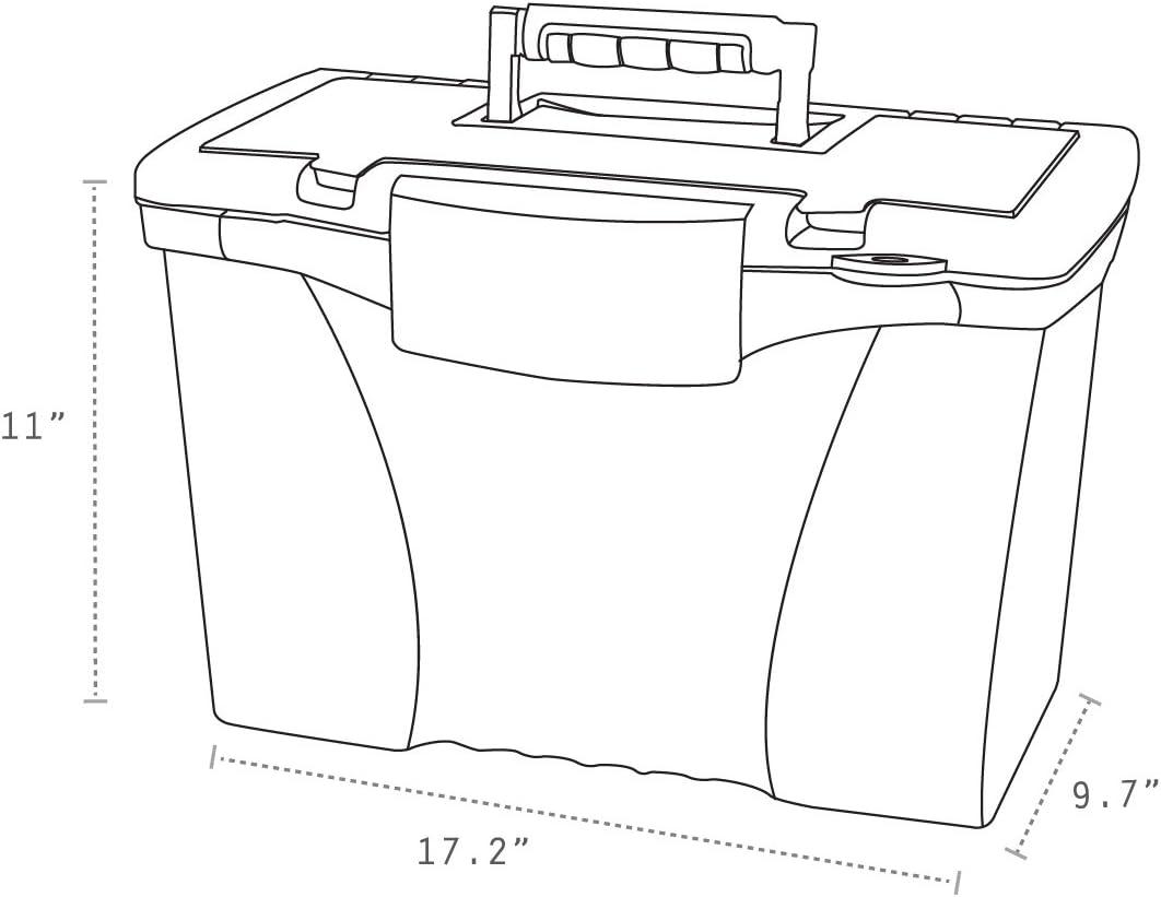 Portable Letter/Legal Filebox With Organizer Lid, Letter/Legal Files, 14.5" X 10.5" X 12", Clear/Silver