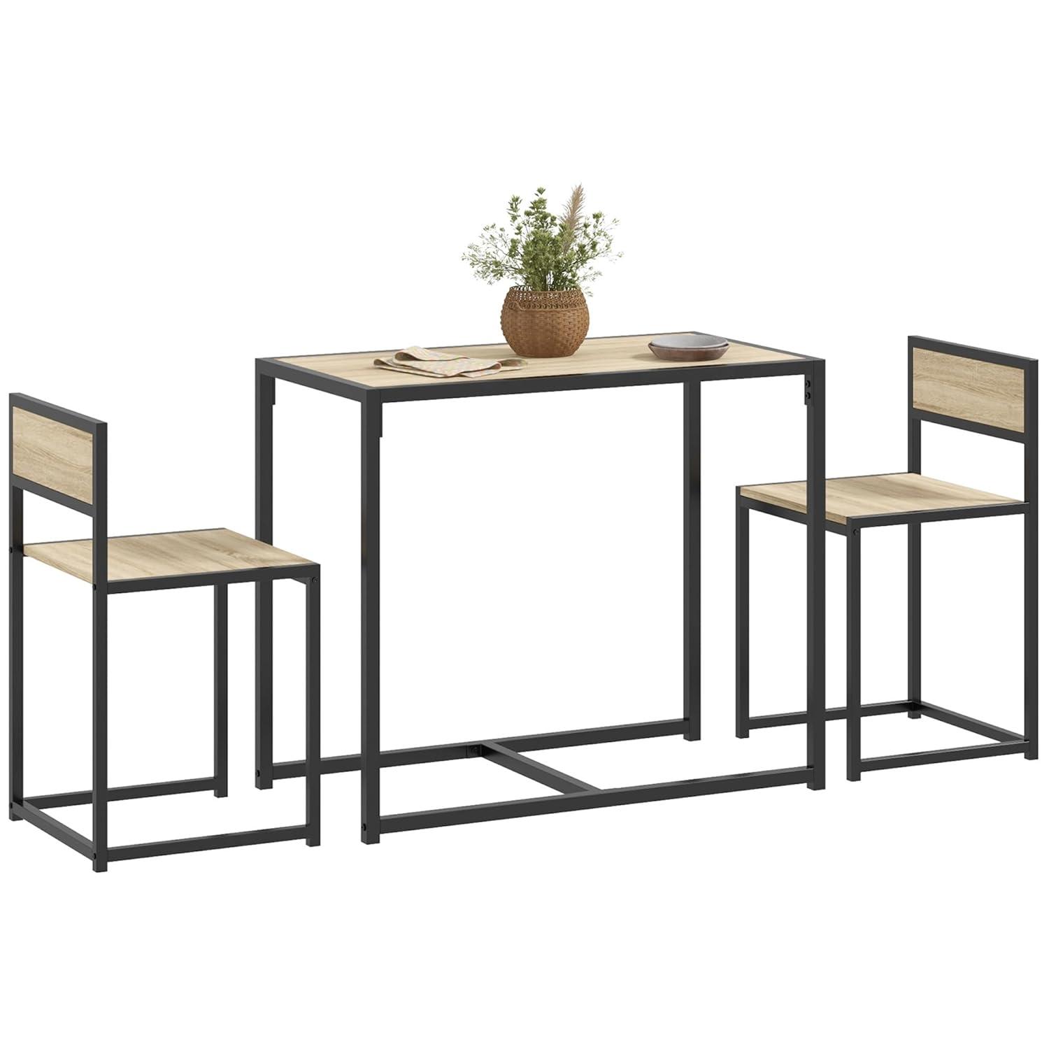 17 Stories 3-Piece Industrial Dining Table Set for 2 Person, Kitchen Table and Chairs, Dining Room Sets