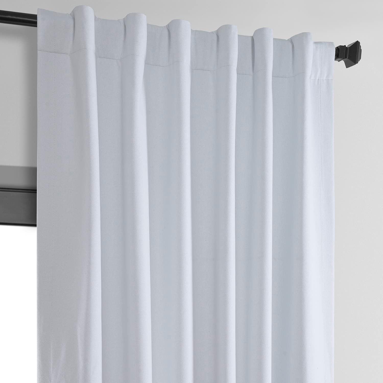 Exclusive Fabrics  Vintage Thermal Cross Linen Weave Blackout Curtains (1 Panel) White 50 X 84 84 Inches