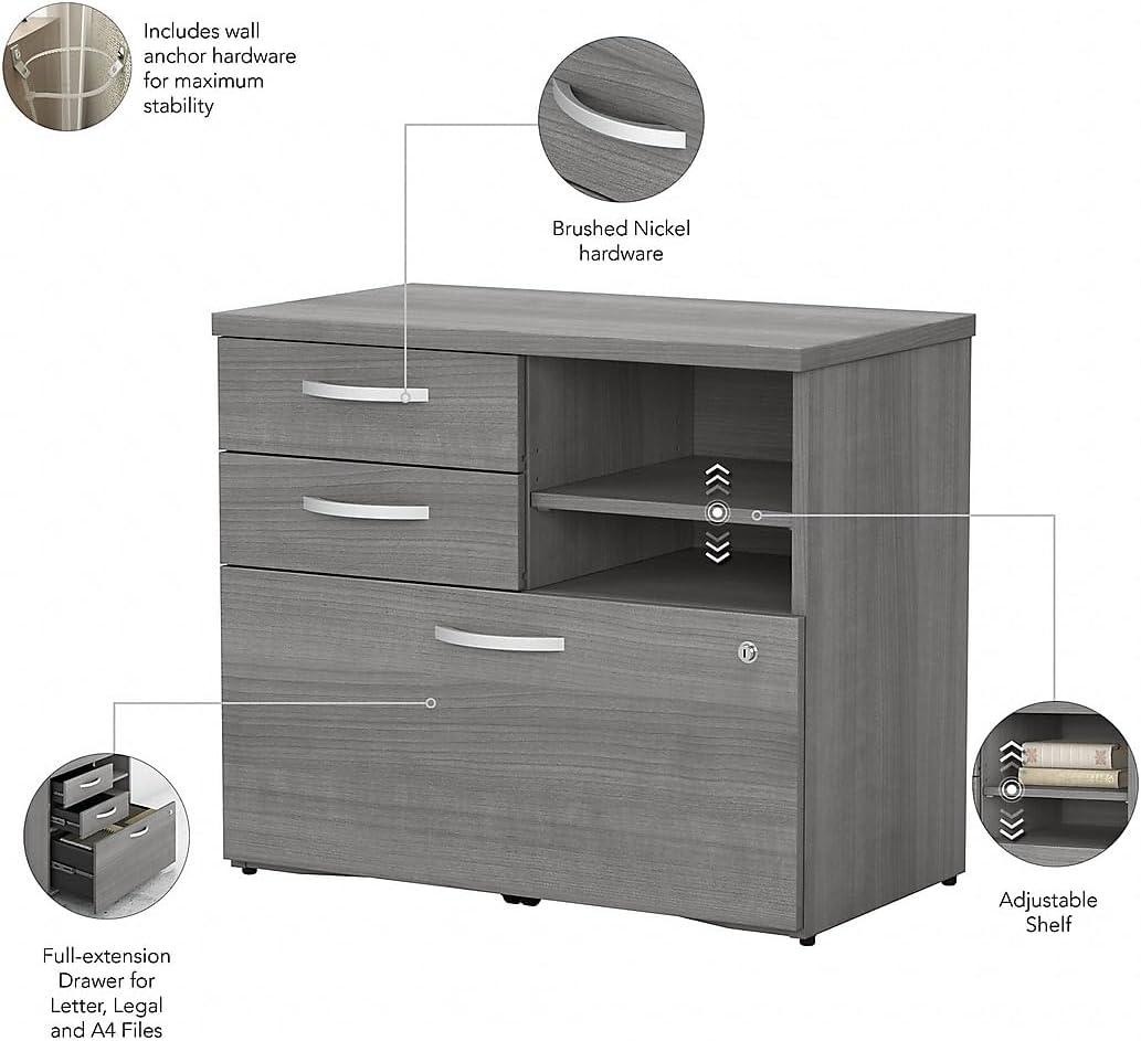 Studio C Office Storage Cabinet with Drawers in Platinum Gray - Engineered Wood