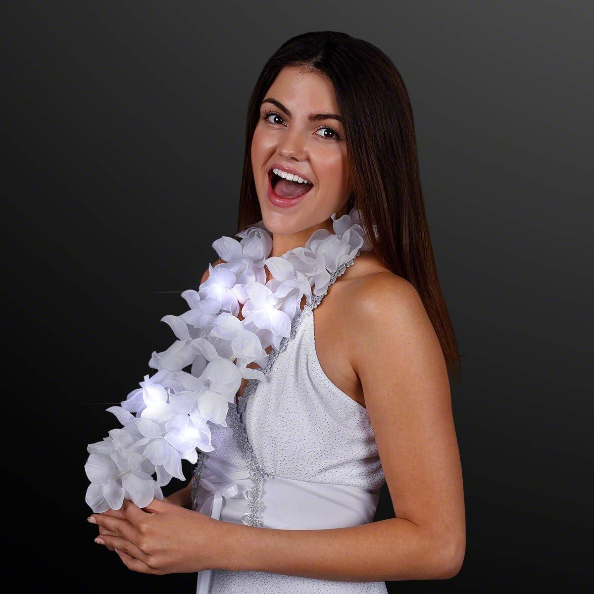 White Flashing Hawaiian Lei Necklace