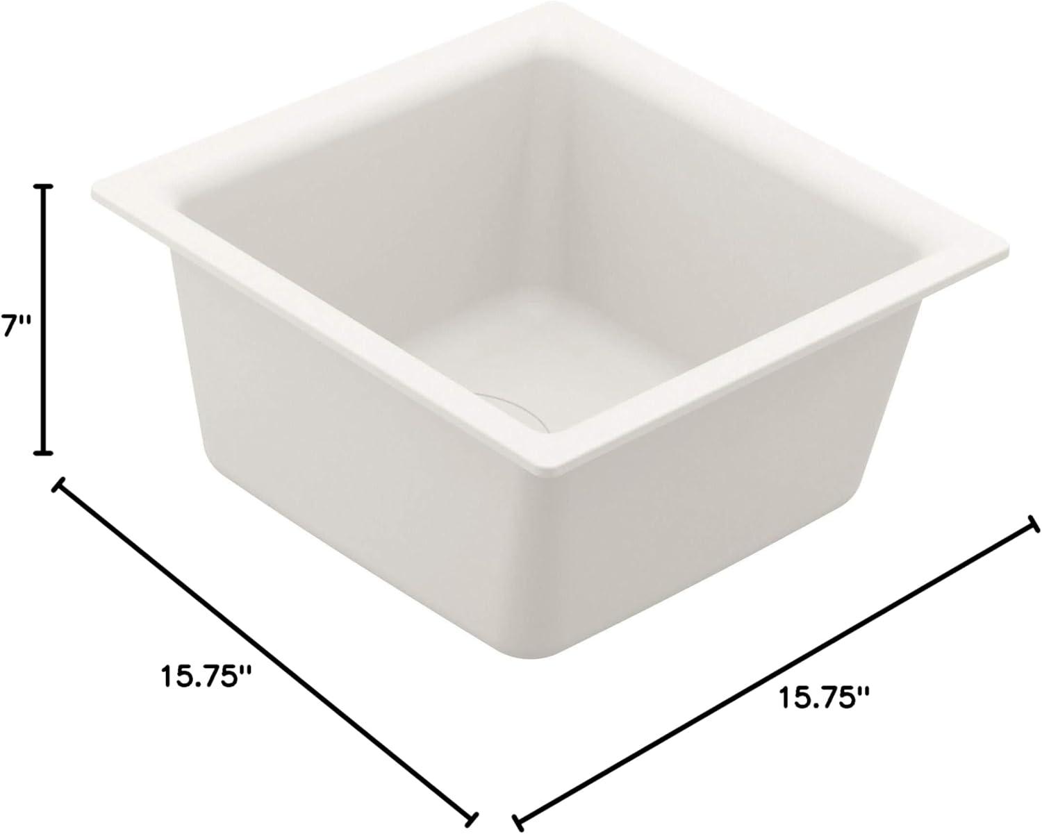 White Granite Square Drop-In Single Bowl Sink