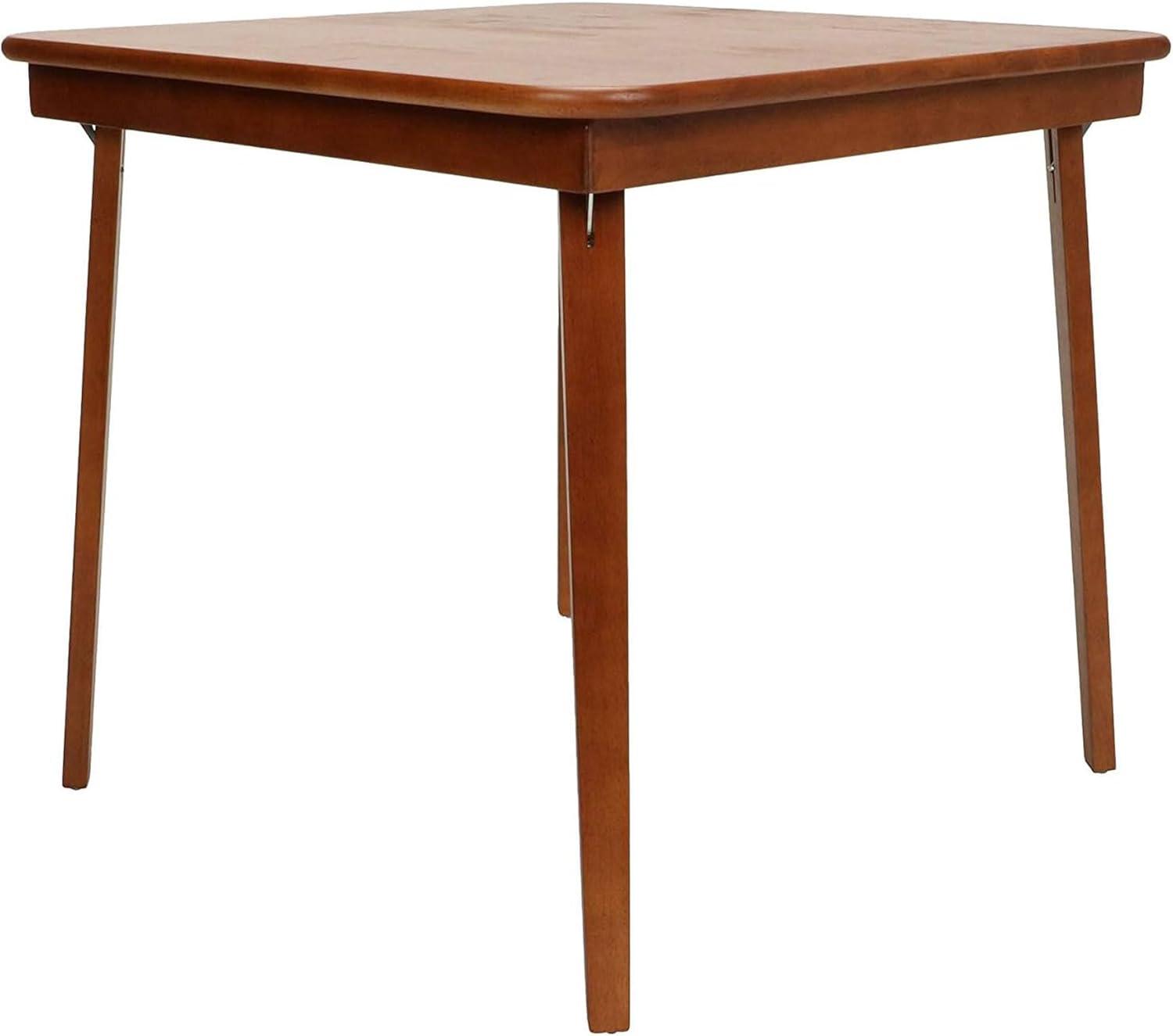 Straight Edge Folding Card Table Cherry - Stakmore: Wood Composite, Steel Hardware, No Assembly Required