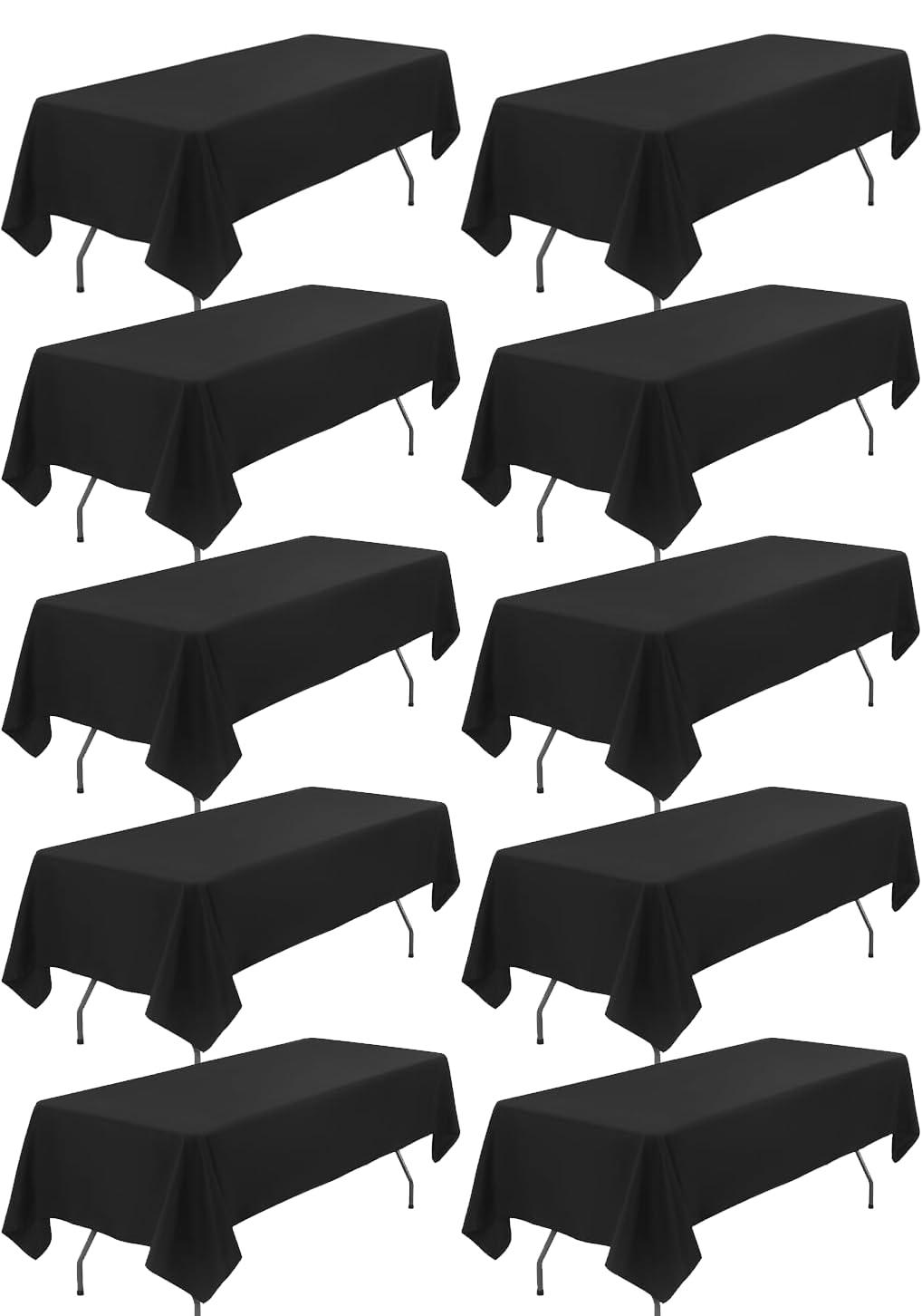 10 Pack Beige Tablecloth 60x102 inch Polyester Fabric Tablecloths for 6 Foot Rectangle Tables Wrinkle Resistant Linen Tablecloth Washable Table Covers for Party Wedding Events and Camping