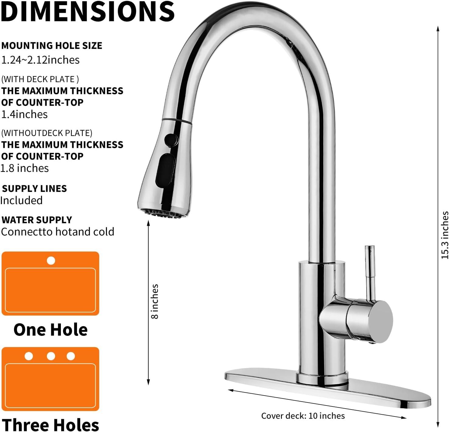 GAGALIFE Single Handle Pull Down Sprayer Kitchen Faucet High Arc Stainless Steel Faucet with 3-Function Sprayer JJL-CL-PT-SDP-C