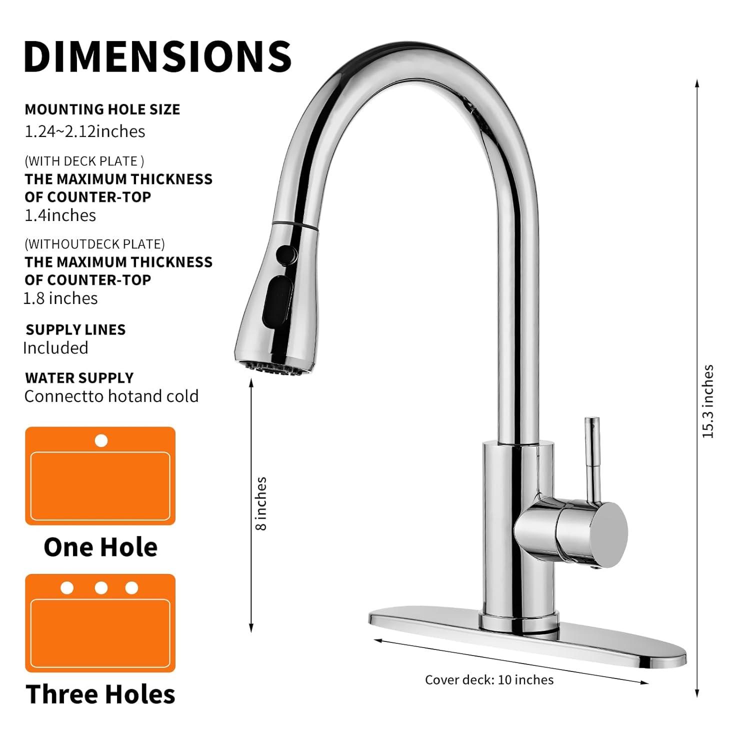 GAGALIFE Single Handle Pull Down Sprayer Kitchen Faucet High Arc Stainless Steel Faucet with 3-Function Sprayer JJL-CL-PT-SDP-C