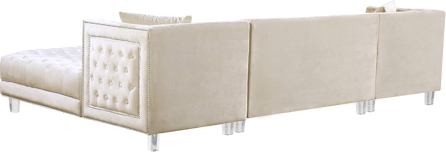 Meridian Furniture Moda 3pc Velvet Sectional in Cream