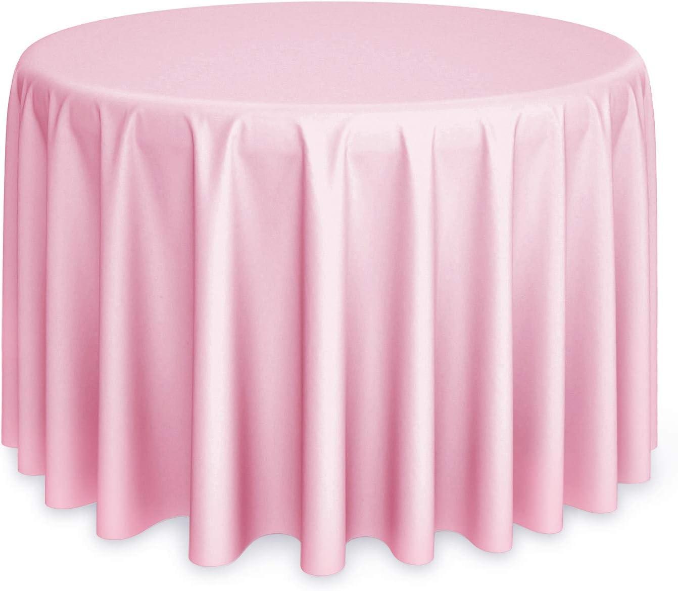 Lann's Linens Polyester Fabric Tablecloth for Wedding, Banquet, Restaurant - 108 Inch Round - Pink