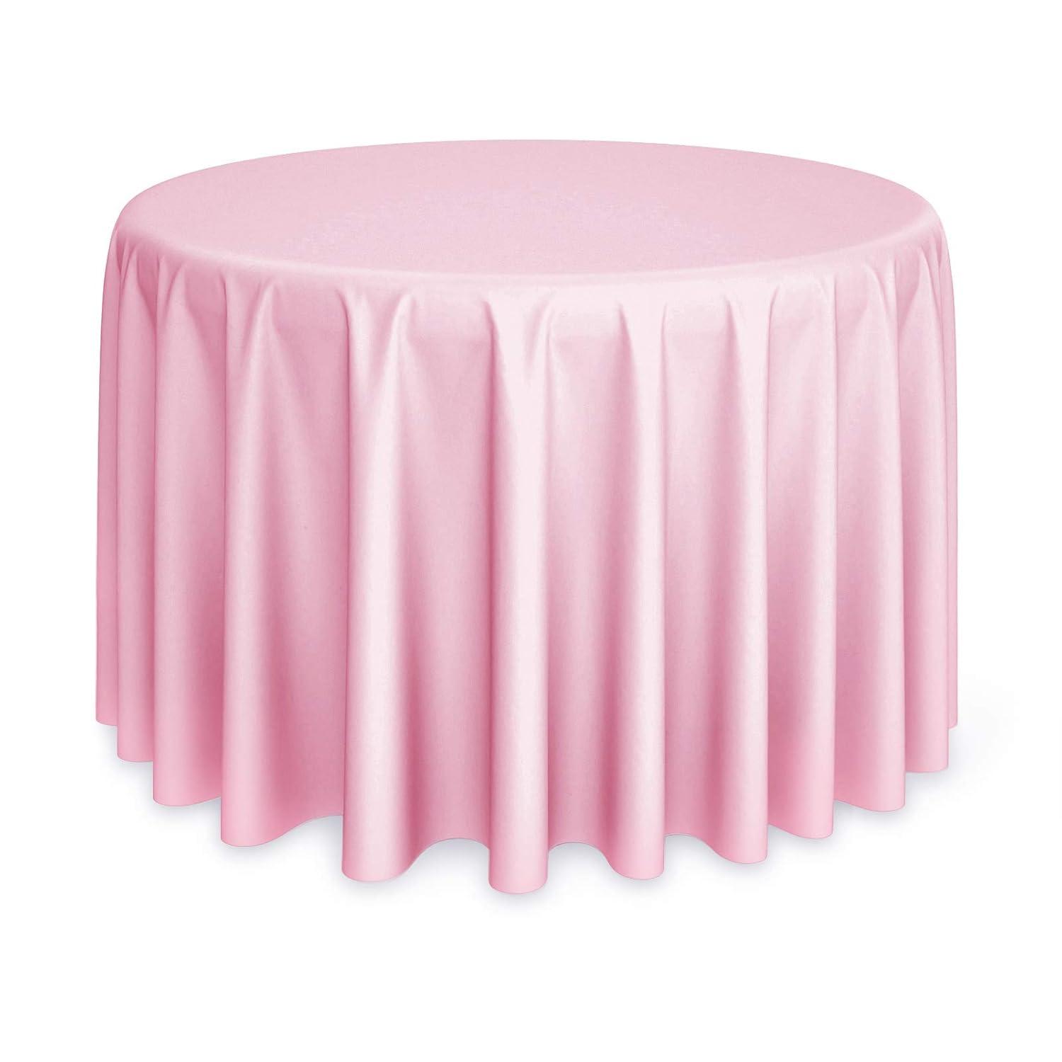 Lann's Linens Polyester Fabric Tablecloth for Wedding, Banquet, Restaurant - 108 Inch Round - Pink