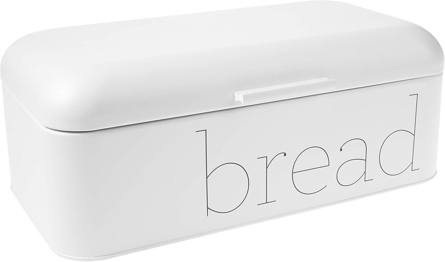 Retro White Metal Bread Bin with Lid