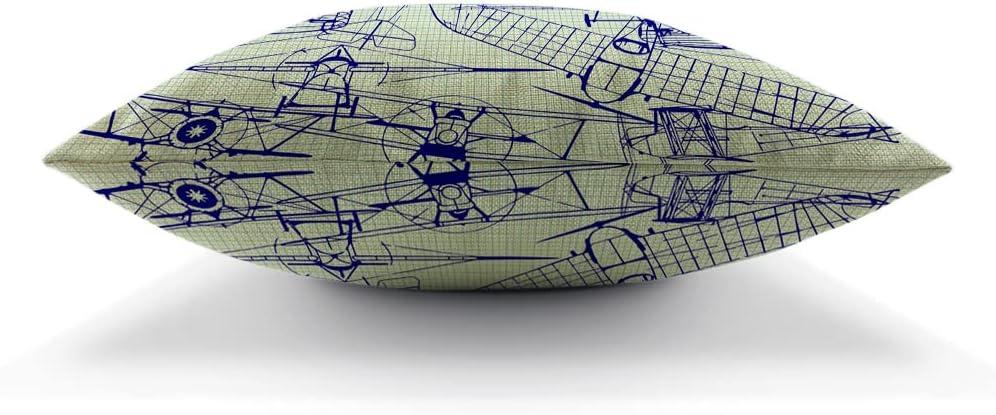 Old Airplanes Throw Pillows Covers Vintage Military Planes Model Cotton Linen Pillow Cover 18"X18" Pillowcase Decorative Pillow Cushion Cases for Sofa Bed Car Couch