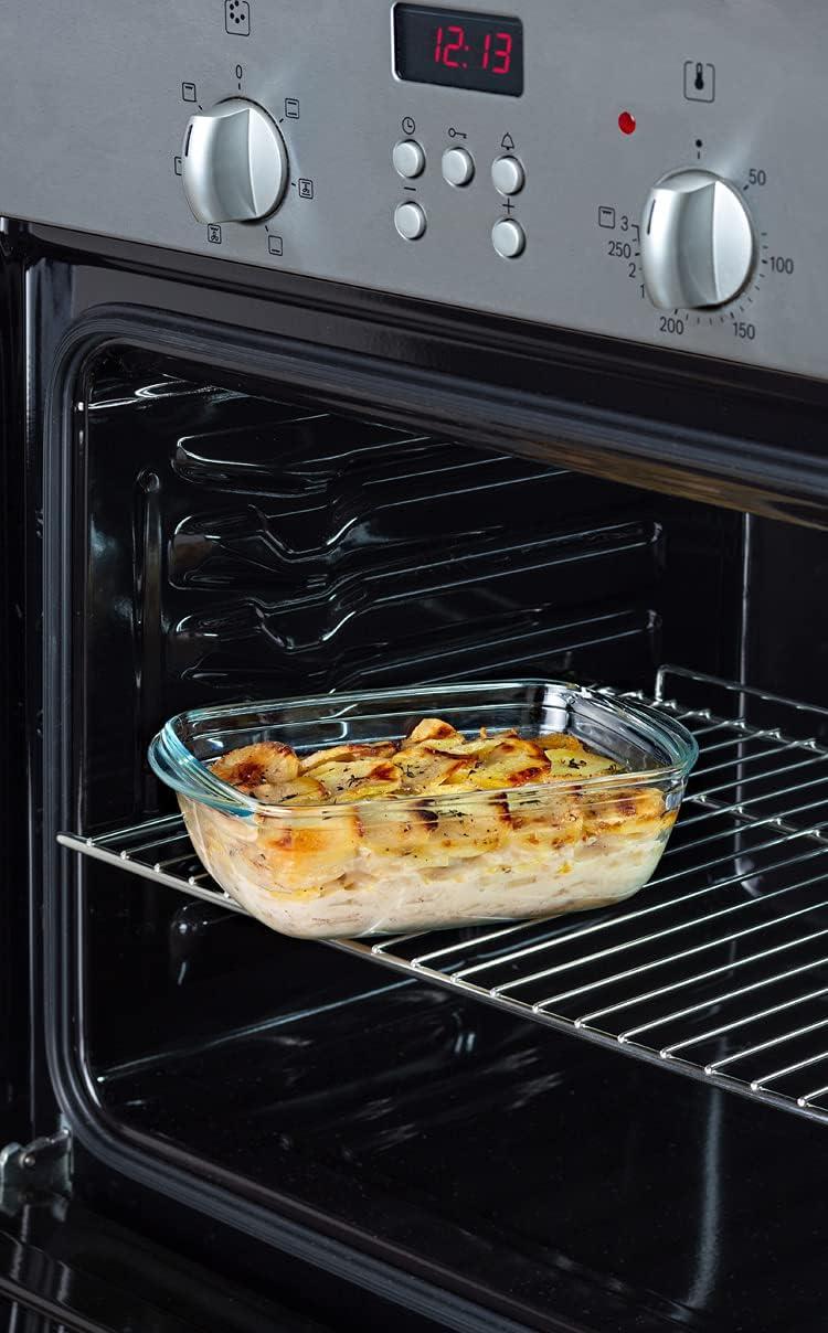 Clear Rectangular Glass Food Storage Containers Set with Red Lids