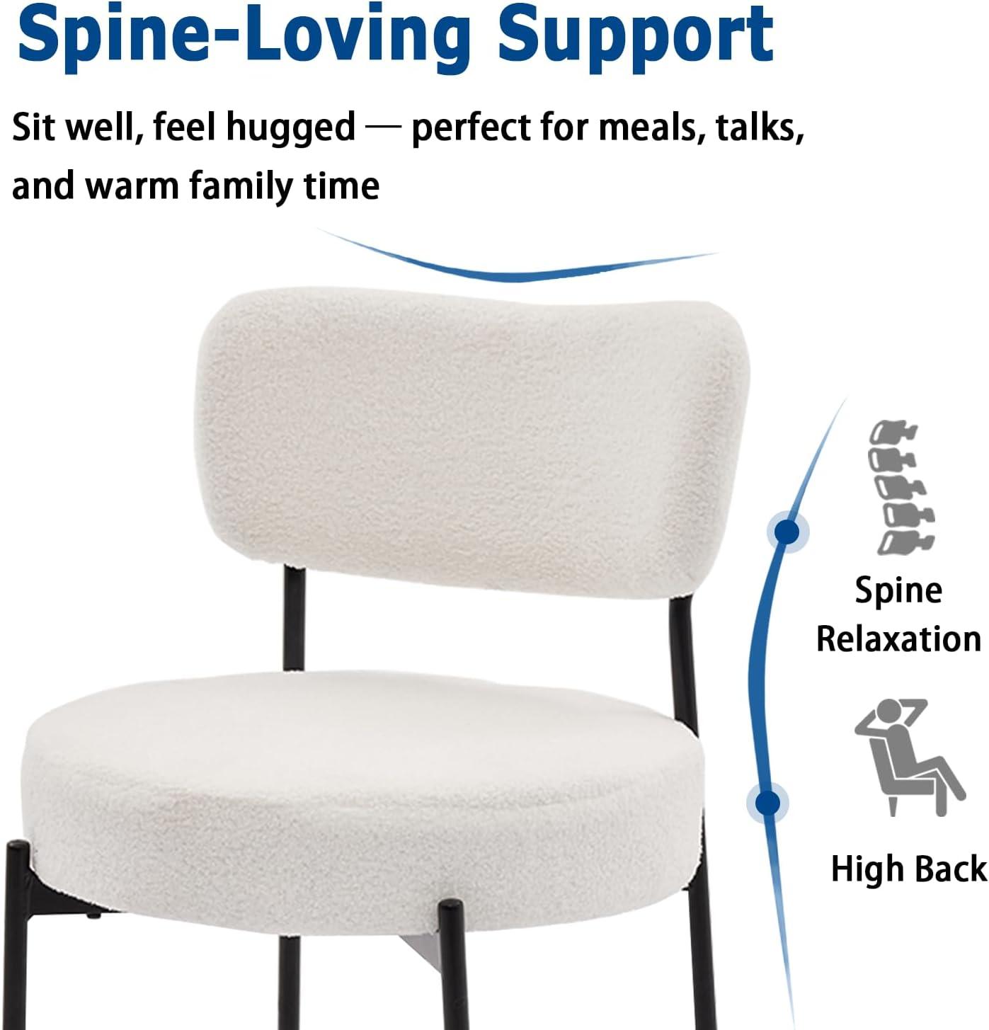 XINMICS White Dining Chairs Boucle Dining Room Chair Set of 2