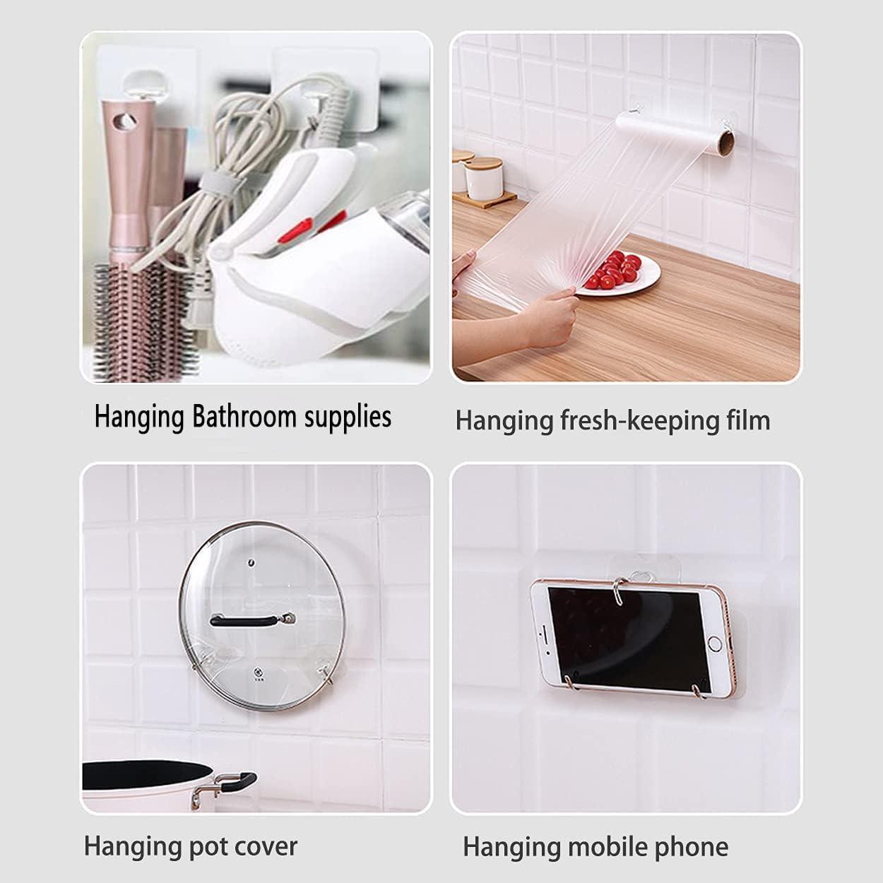 Adhesive Hooks Kitchen Wall Hooks - 24 Packs Heavy Duty 33lb(Max) Nail Free Sticky Hangers with Stainless Hooks Waterproof and Oilproof Reusable Utility Towel Bath Ceiling Hooks