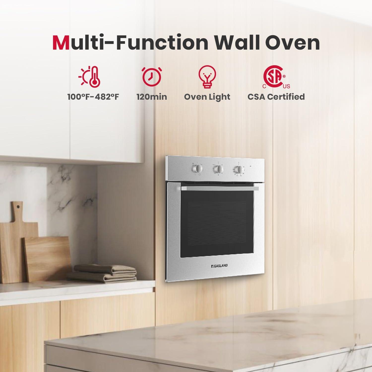 GASLAND 24" 2.3 cu. ft. Electric Single Wall Oven With 6 Cooking Functions ES606MS