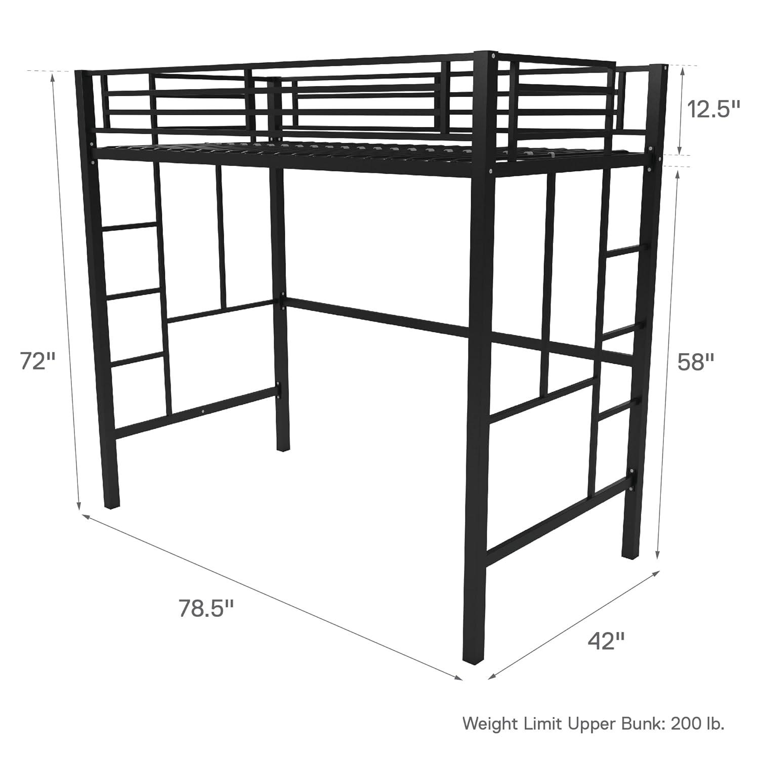 Your Zone Brittain Twin Metal Loft Bed, Pink