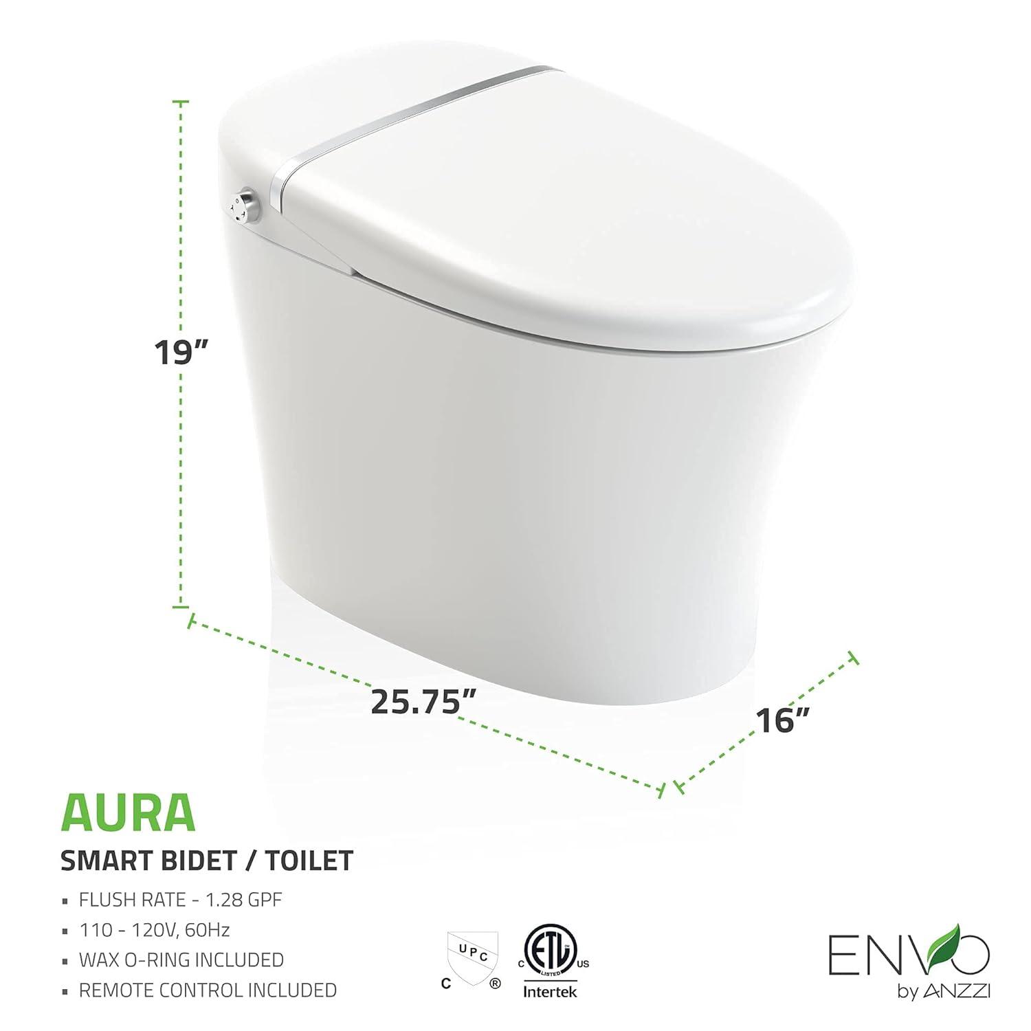 ANZZI Envo 1.28 Gallons GPF Elongated Comfort Height Floor Mounted Bidet Toilet (Seat Included)