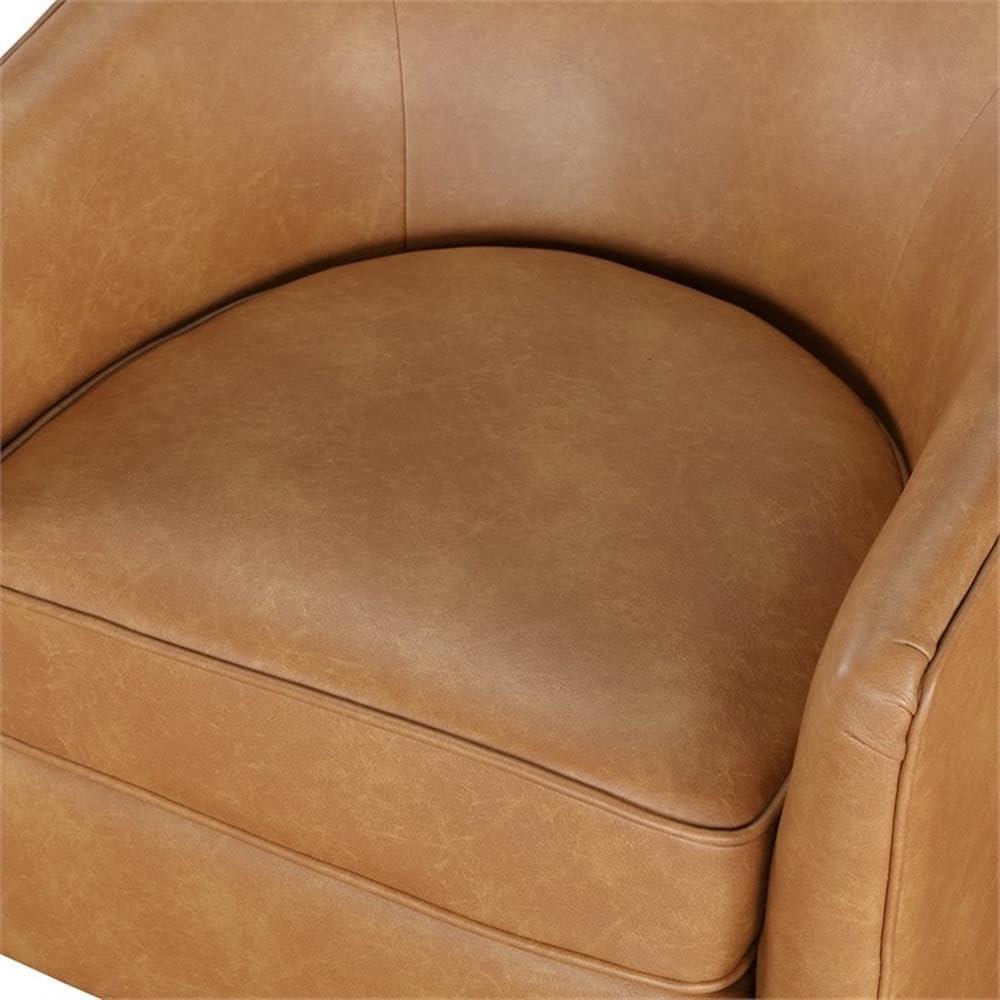 Comfort Pointe Irving Faux Leather Wood Base Barrel Swivel Accent Chair