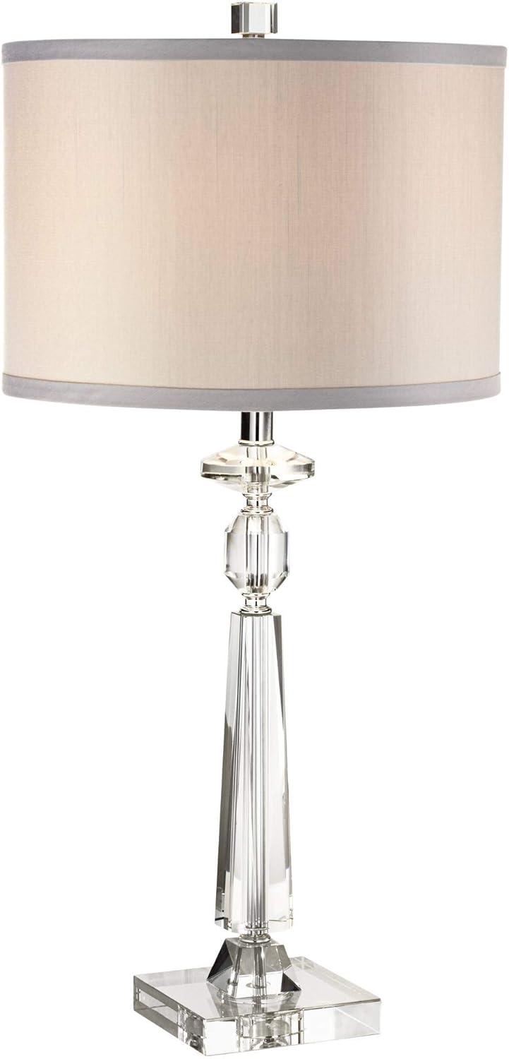 Vienna Full Spectrum Aline 26 1/2" Tall Traditional Table Lamp Clear Crystal Single Gray Shade Living Room Bedroom Bedside Nightstand House Office