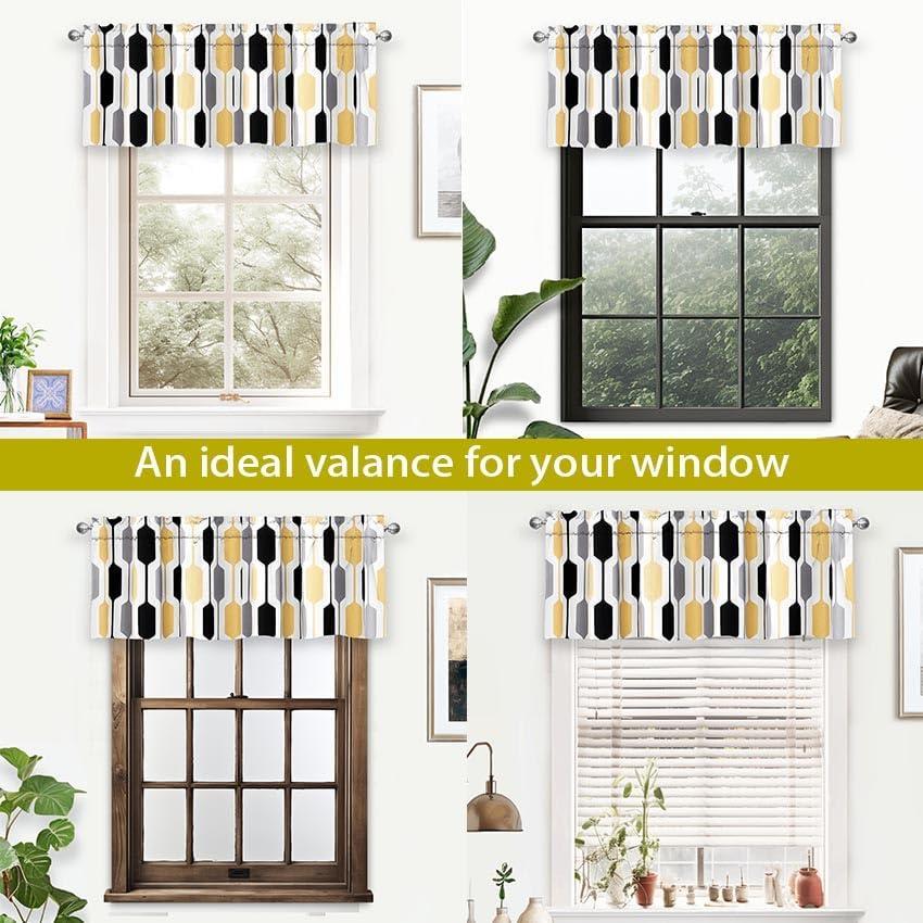 DriftAway Riley Geo Room Darkening Blackout Thermal Insulated Grommet Lined Window Curtains Mid Century Geometric Pattern 2 Layers 2 Panels Each 52 Inch by 54 Inch Gold Black Gray