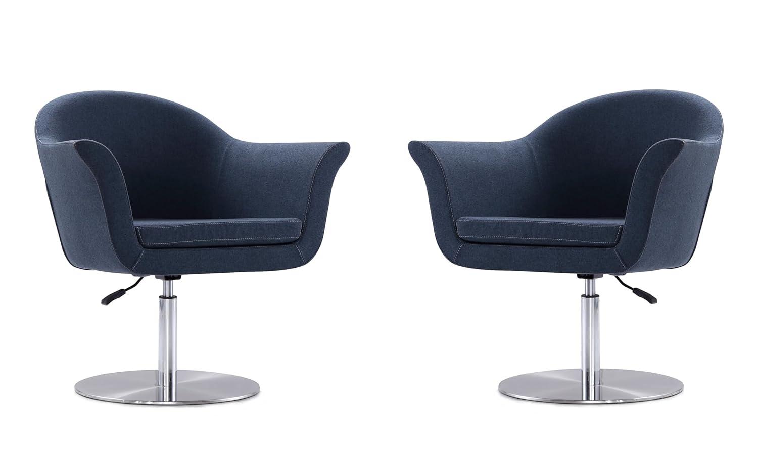 Manhattan Comfort Voyager Fabric Height Adjustable Accent Chair in Smokey Blue