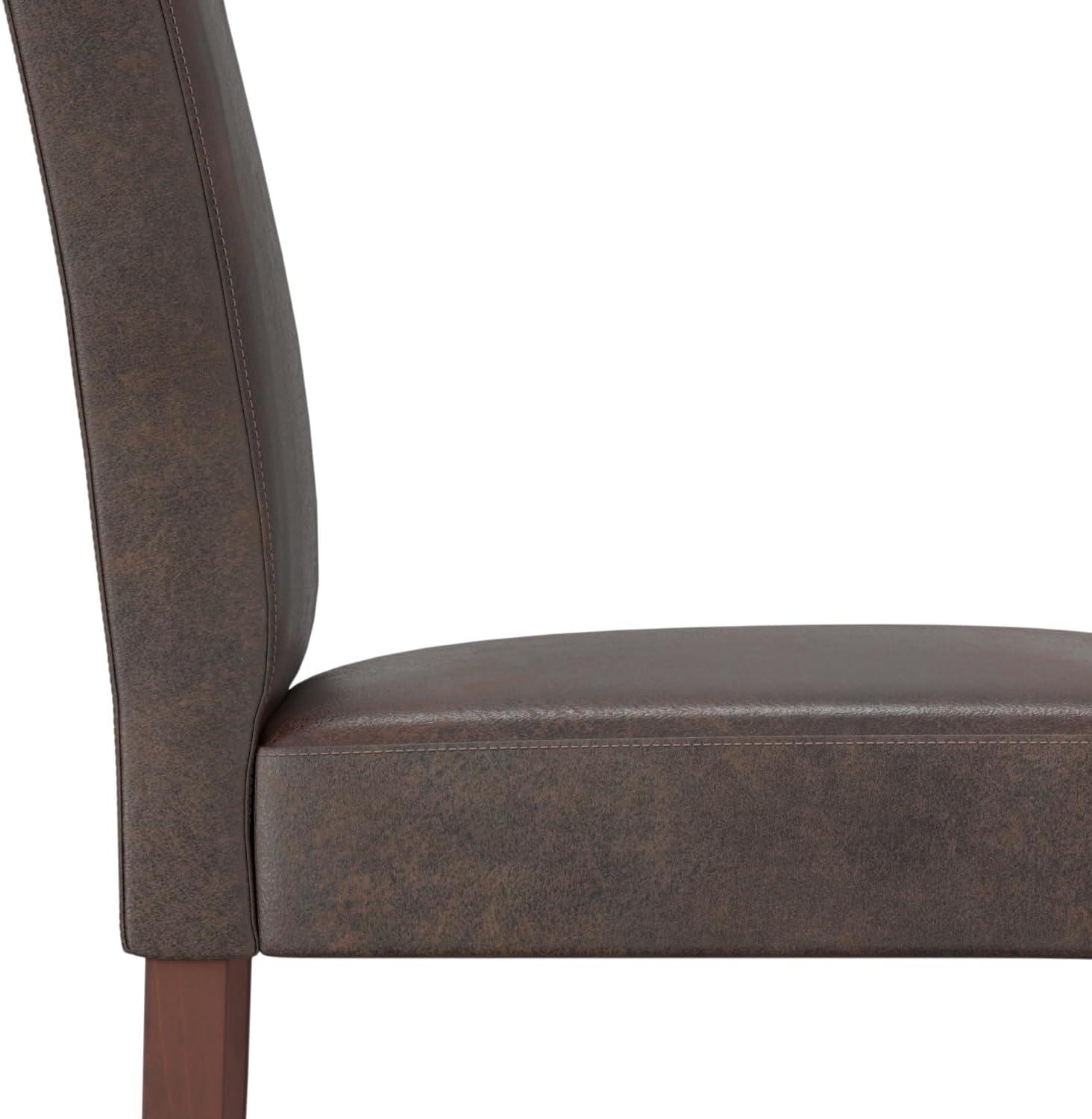 Simpli Home Acadian Andover Upholstered Parson Dining Chair with Tufted Backrest and Solid Wood Frame (Set of 2)