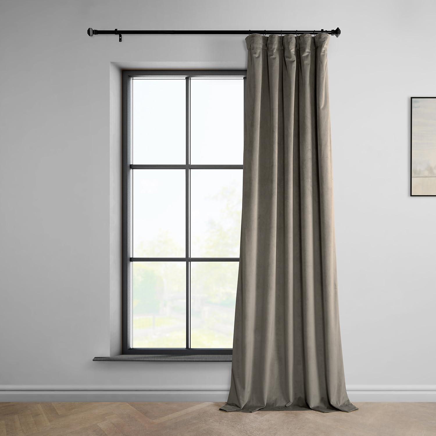 HPD Half Price Drapes Gallery Taupe Heritage Plush Velvet Room Darkening Curtains for Bedroom & Living Room Curtains (1 Panel), Window Curtains 84 inches long, Rod Pocket Curtains & Drapes,50W X 84L