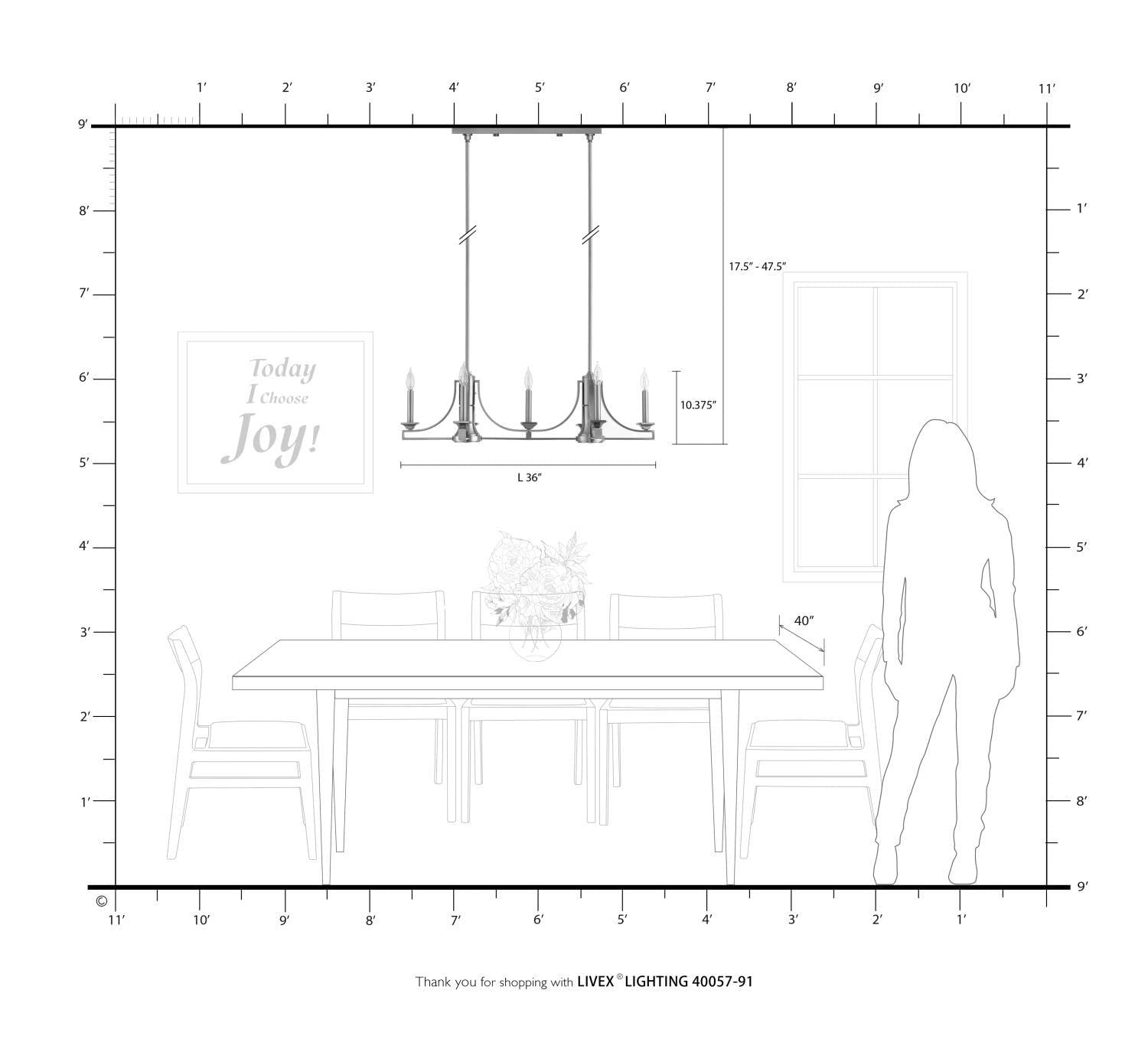 Livex Lighting - Trumbull - 9 Light Linear Chandelier in New Traditional Style -