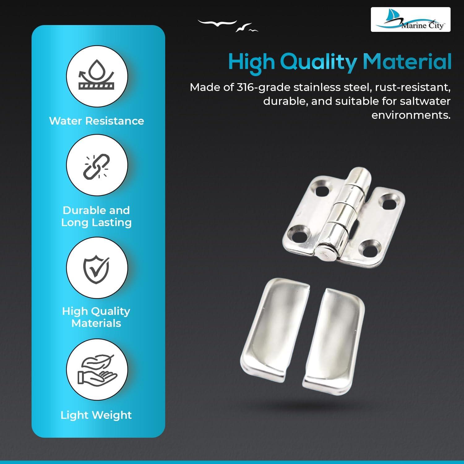 Marine City Pair of Stainless-Steel Marine Hatch Strap Hinge7-1/4" 1-5/8"