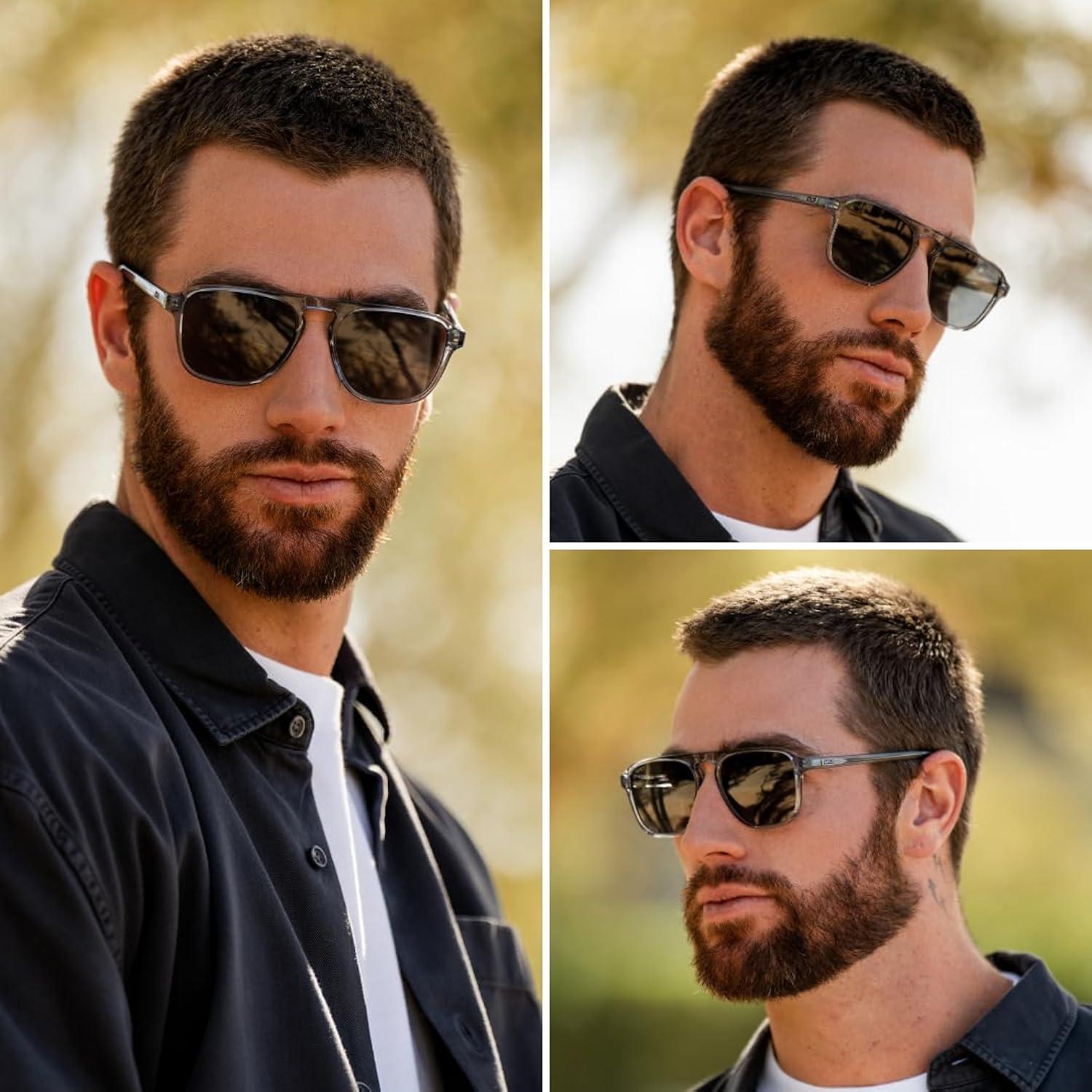 WMP Eyewear Aviator Single Bridge Square Polarized Sunglasses