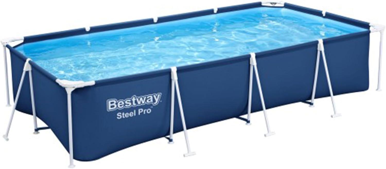 Bestway Steel ProRectangular Metal Frame Above Ground Outdoor Backyard Swimming Pool